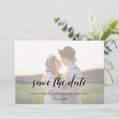 ミニマルなカリグラフィー スクリプト 結婚式 フェード写真 セーブザデート (スタンド正面)