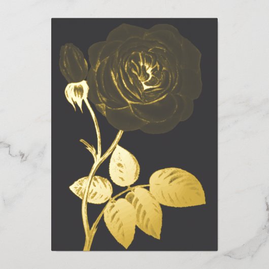 ミニマルなカリグラフィー テキスト 箔招待状 (正面)