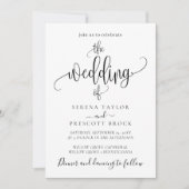 ミニマルなカリグラフィー 結婚式のウェディング 招待状 (正面)