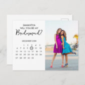 ミニマルなカレンダーシックな写真のブライドメイド提案 ポストカード (正面/裏面)