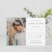 ミニマルなカレンダー写真 Save the Date 招待状 (スタンド正面)