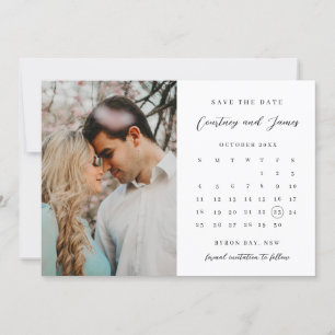 ミニマルなカレンダー写真 Save the Date 招待状