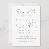 ミニマルなカレンダー写真 Save the Date 招待状 (正面)
