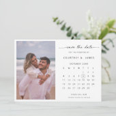 ミニマルなカレンダー写真 Save the Date 招待状 (スタンド正面)