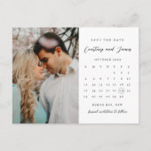 ミニマルなカレンダー写真Save the Date招待状 ポストカード (正面)