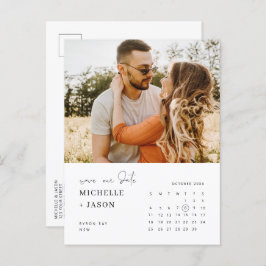 ミニマルなカレンダー写真Save the Date招待状 ポストカード