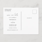 ミニマルなカレンダー写真Save the Date招待状 ポストカード (裏面)