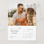 ミニマルなカレンダー写真Save the Date招待状 ポストカード (正面)