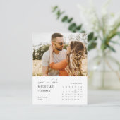 ミニマルなカレンダー写真Save the Date招待状 ポストカード (スタンド正面)