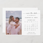 ミニマルなカレンダー写真Save the Date招待状 招待状 (正面/裏面)