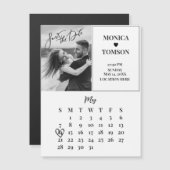 ミニマルなカレンダー日付結婚の磁石を保存 (正面/裏面)