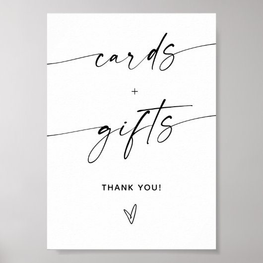 ミニマルなカードとギフトのサイン ポスター (正面)