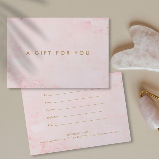 ミニマルなガーリー ピンク大理石ギフト証明書