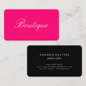 ミニマルなキュラッシブ文字ホットピンクブラック 名刺 (正面/裏面)