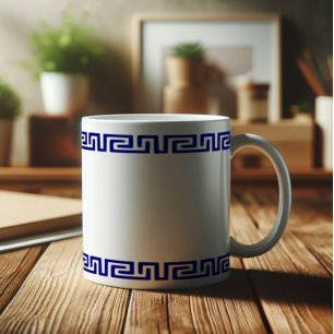 ミニマルなギリシャ語パターンのカスタマイズ可能V コーヒーマグカップ