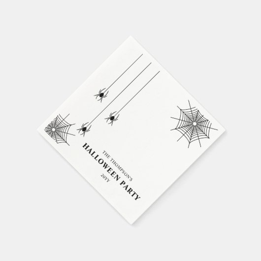 ミニマルなクモとクモの巣ハロウィーン スタンダードカクテルナプキン (角)
