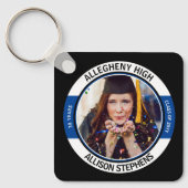 ミニマルなクラス懇親会写真 – ブラックブルーホワイト キーホルダー (正面)