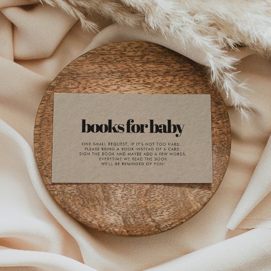 ミニマルなクラフト赤ちゃんシャワーブックリクエストカード 名刺