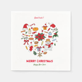 ミニマルなクリスマスと新年おめでとう可愛いAp スタンダードカクテルナプキン