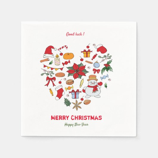 ミニマルなクリスマスと新年おめでとう可愛いAp スタンダードカクテルナプキン (正面)