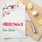 ミニマルなクリスマスと新年おめでとう キッチンタオル (四つ折り)