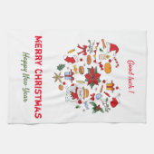ミニマルなクリスマスと新年おめでとう キッチンタオル (横)