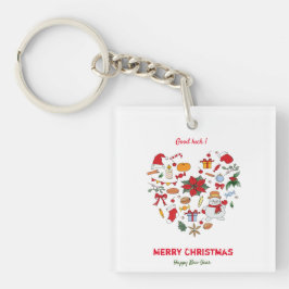 ミニマルなクリスマスと新年おめでとう キーホルダー