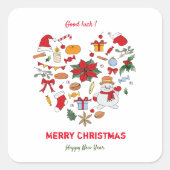 ミニマルなクリスマスと新年おめでとう スクエアシール (正面)