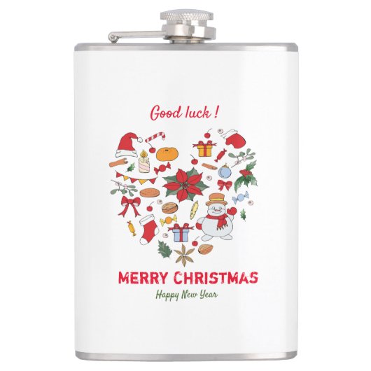 ミニマルなクリスマスと新年おめでとう フラスク (正面)