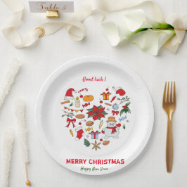 ミニマルなクリスマスと新年おめでとう ペーパープレート