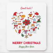 ミニマルなクリスマスと新年おめでとう マウスパッド (正面)