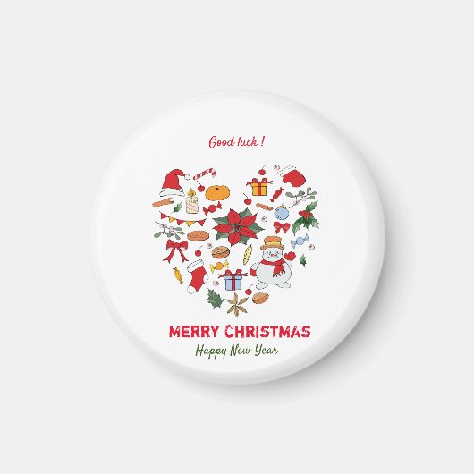 ミニマルなクリスマスと新年おめでとう マグネット (正面)