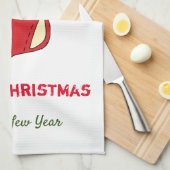 ミニマルなクリスマスと新年の幸せ キッチンタオル (四つ折り)