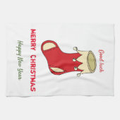 ミニマルなクリスマスと新年の幸せ キッチンタオル (横)