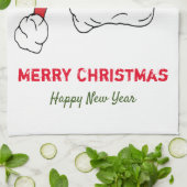 ミニマルなクリスマスと新年の幸せ キッチンタオル (折り畳み)