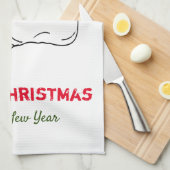 ミニマルなクリスマスと新年の幸せ キッチンタオル (四つ折り)