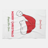 ミニマルなクリスマスと新年の幸せ キッチンタオル (横)