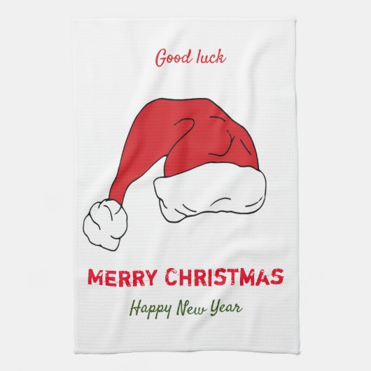 ミニマルなクリスマスと新年の幸せ キッチンタオル (縦)