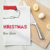 ミニマルなクリスマスと新年の幸せ キッチンタオル (四つ折り)