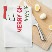 ミニマルなクリスマスと新年の幸せ キッチンタオル (四つ折り)