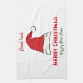 ミニマルなクリスマスと新年の幸せ キッチンタオル (縦)