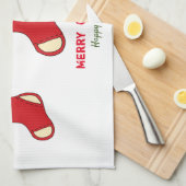 ミニマルなクリスマスと新年の幸せ キッチンタオル (四つ折り)