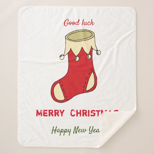 ミニマルなクリスマスと新年の幸せ シェルパブランケット (正面)