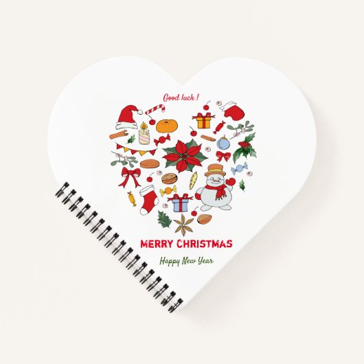 ミニマルなクリスマスと新年の幸せ ノートブック (正面)