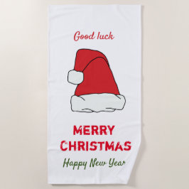 ミニマルなクリスマスと新年の幸せ ビーチタオル