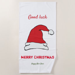 ミニマルなクリスマスと新年の幸せ ビーチタオル