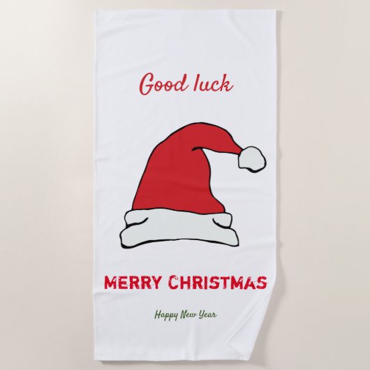 ミニマルなクリスマスと新年の幸せ ビーチタオル (正面)