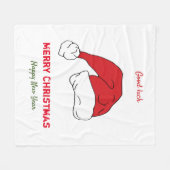 ミニマルなクリスマスと新年の幸せ フリースブランケット (正面(横))