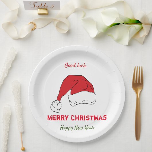 ミニマルなクリスマスと新年の幸せ ペーパープレート (ウェディング)