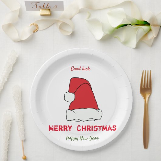 ミニマルなクリスマスと新年の幸せ ペーパープレート (ウェディング)